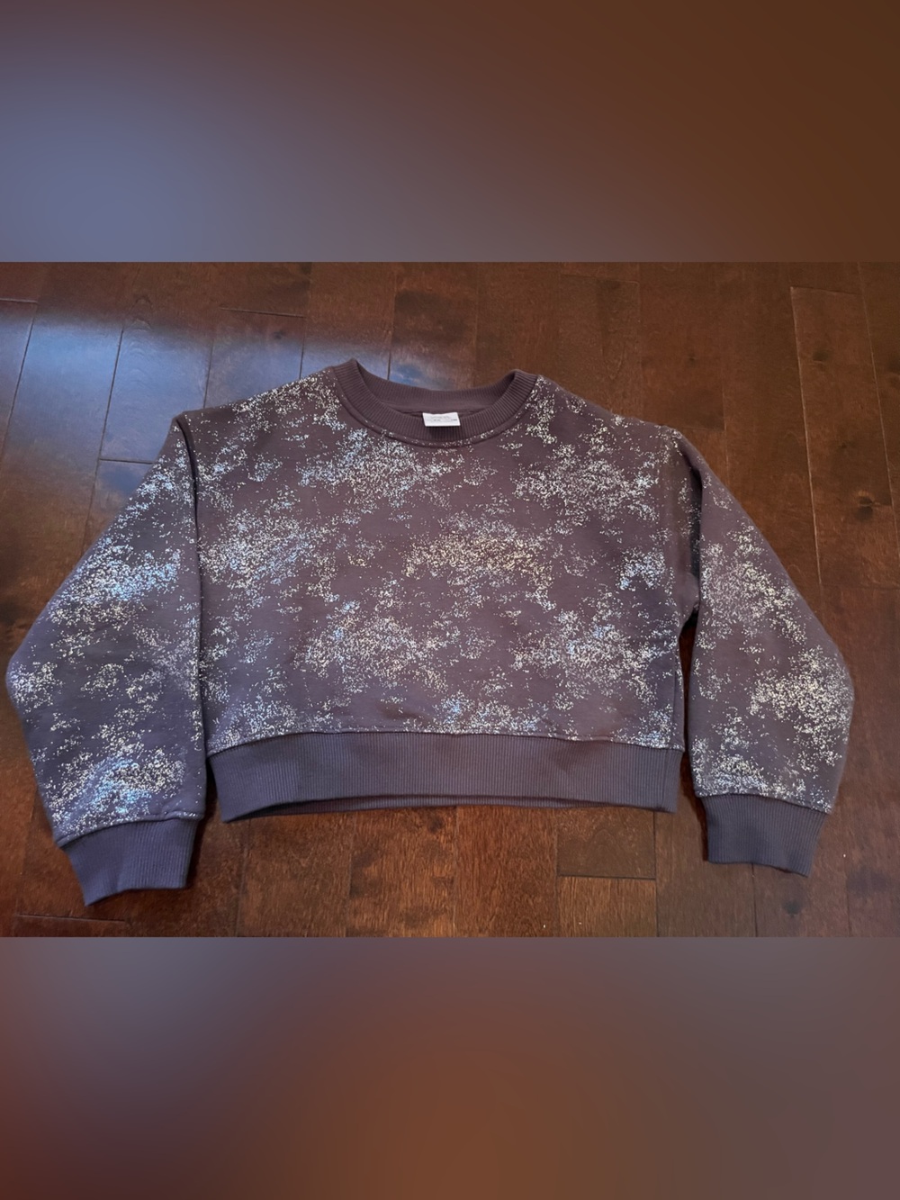 Zara Purple and Silver Speckled Cropped Sweatshirt